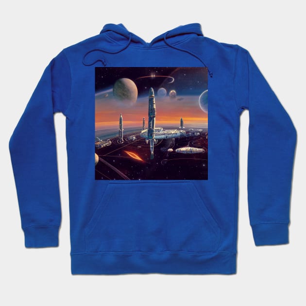 Interplanetary Spaceport Hoodie by Grassroots Green